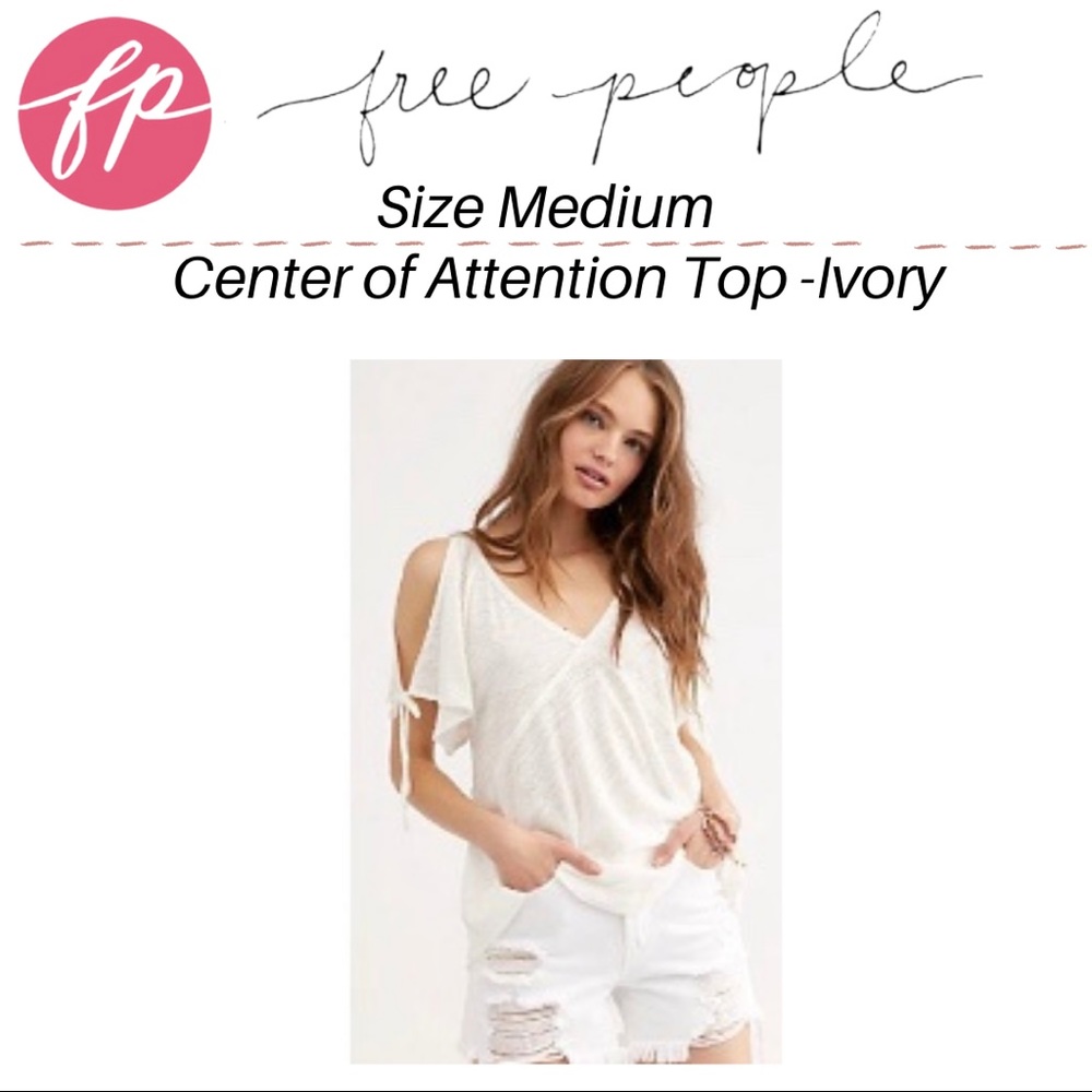 Price⬇️ Free people linen/Cotten Ivory “Center of Attention” top Size Medium